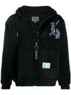 Icosae Embroidered Logo Zipped Hoodie - Black