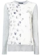 Derek Lam Long Sleeve Mixed Print Crewneck Sweater - White