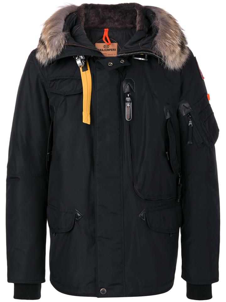 Parajumpers Fur Trim Hooded Jacket - Black