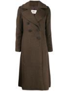 Jovonna Long Double Breasted Coat - Brown