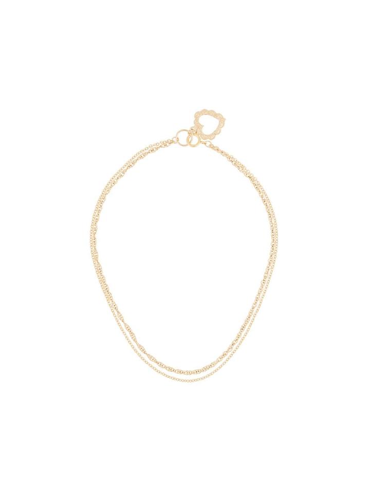 Petite Grand Heart Anklet - Metallic