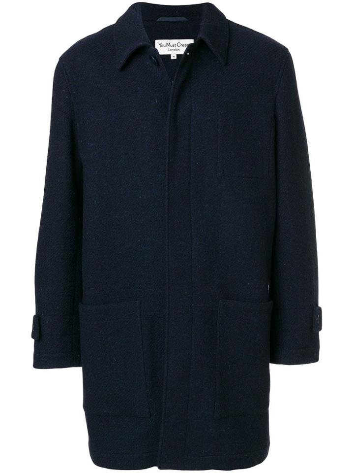 Ymc Midi Straight Coat - Blue