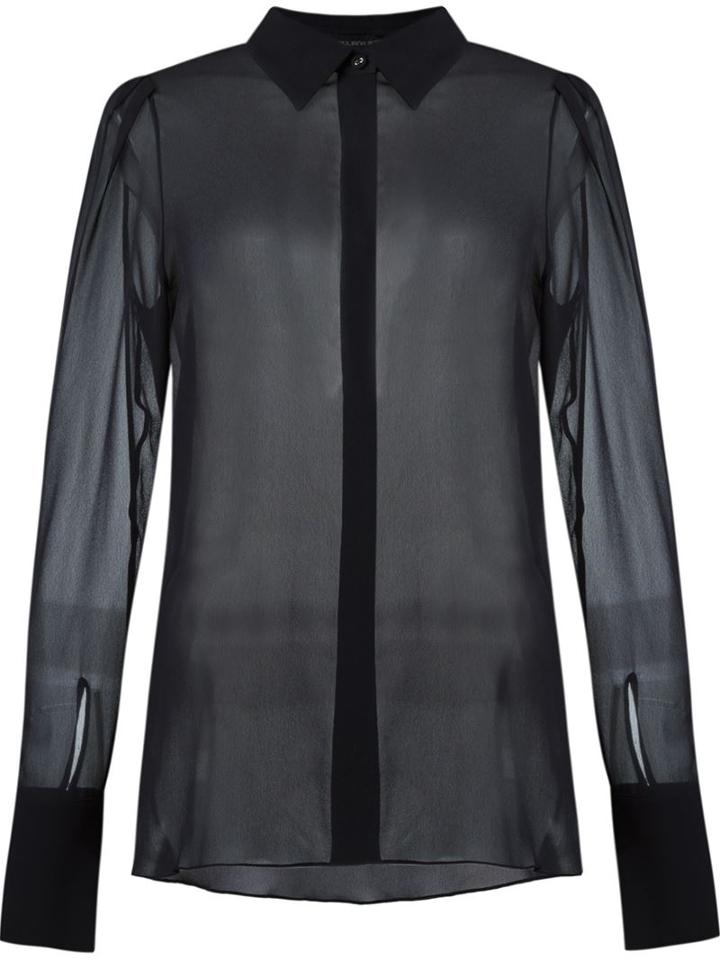 Giuliana Romanno Longsleeved Classic Collar Shirt, Women's, Size: 42, Black, Silk