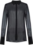 Giuliana Romanno Longsleeved Classic Collar Shirt, Women's, Size: 42, Black, Silk