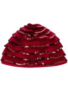 Le Chapeau Sequin Embellished Berret - Red