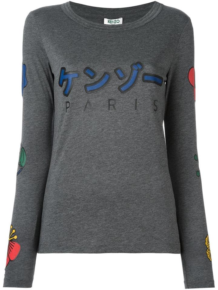 Kenzo Logo Print T-shirt, Women's, Size: Xs, Grey, Modal/cotton