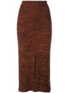 Pringle Of Scotland Knitted Rib Effect Maxi Skirt In Rust Melange -