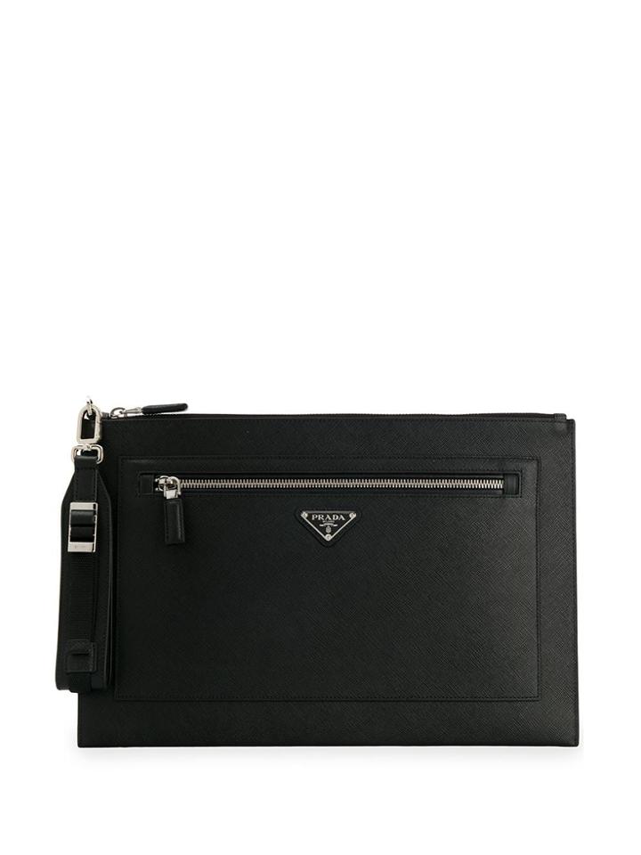 Prada Large Logo Pouch - Black