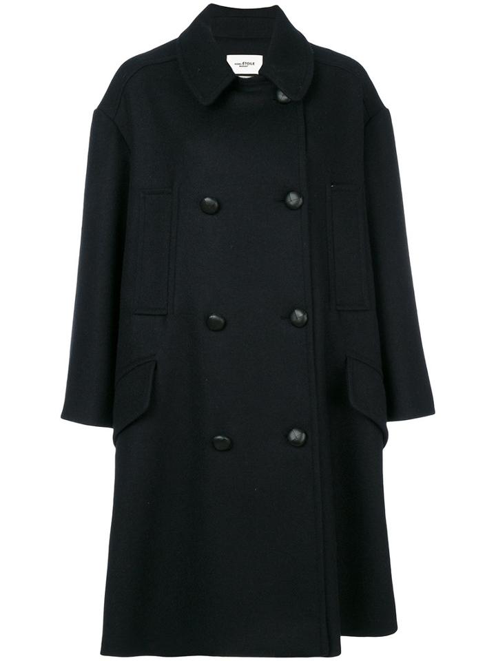 Isabel Marant Étoile - Double-breasted Flicka Coat - Women - Cotton/polyester/viscose/wool - 38, Blue, Cotton/polyester/viscose/wool