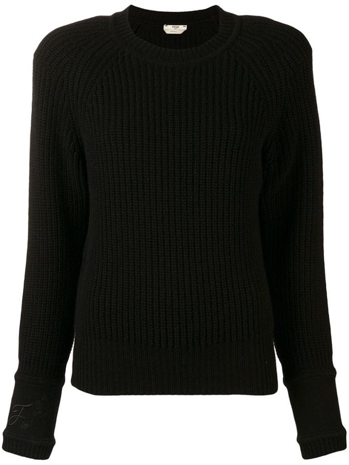 Fendi Embroidered Cuff Jumper - Black