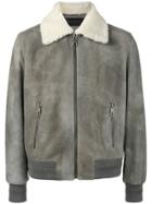Neil Barrett Suede And Shearling Bomber Jacket - Grey