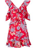 C/meo Floral Ruffled Dress - Red