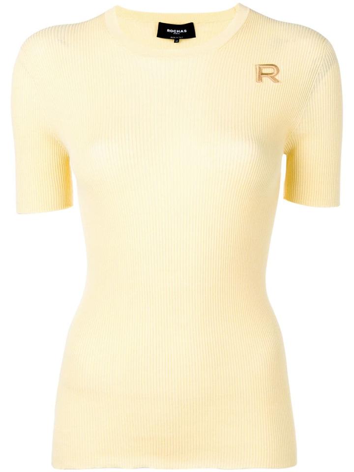 Rochas Embroidered Logo Jumper - Yellow