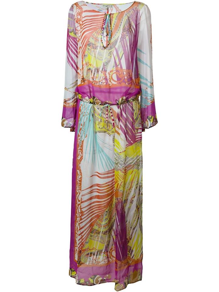 Etro Printed Long Dress, Women's, Size: 40, Silk