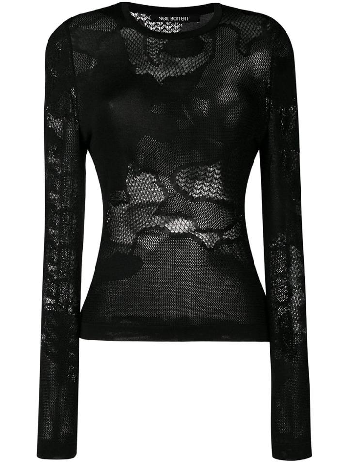 Neil Barrett Mesh Long-sleeve Top - Black