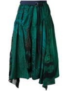 Sacai - Pleated Skirt - Women - Silk/nylon/polyester/rayon - 3, Green, Silk/nylon/polyester/rayon