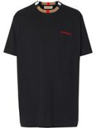Burberry Icon Stripe Detail Cotton T-shirt - Black