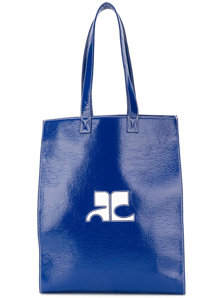 Courrèges Medium Logo Front Tote Bag - Blue