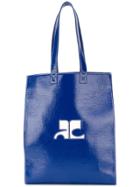 Courrèges Medium Logo Front Tote Bag - Blue