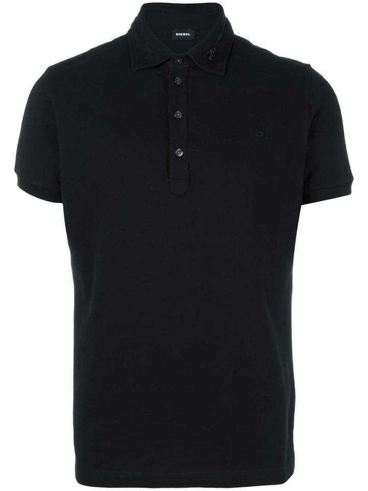 Diesel Zipped Collar Polo Shirt, Men's, Size: Small, Black, Cotton/spandex/elastane