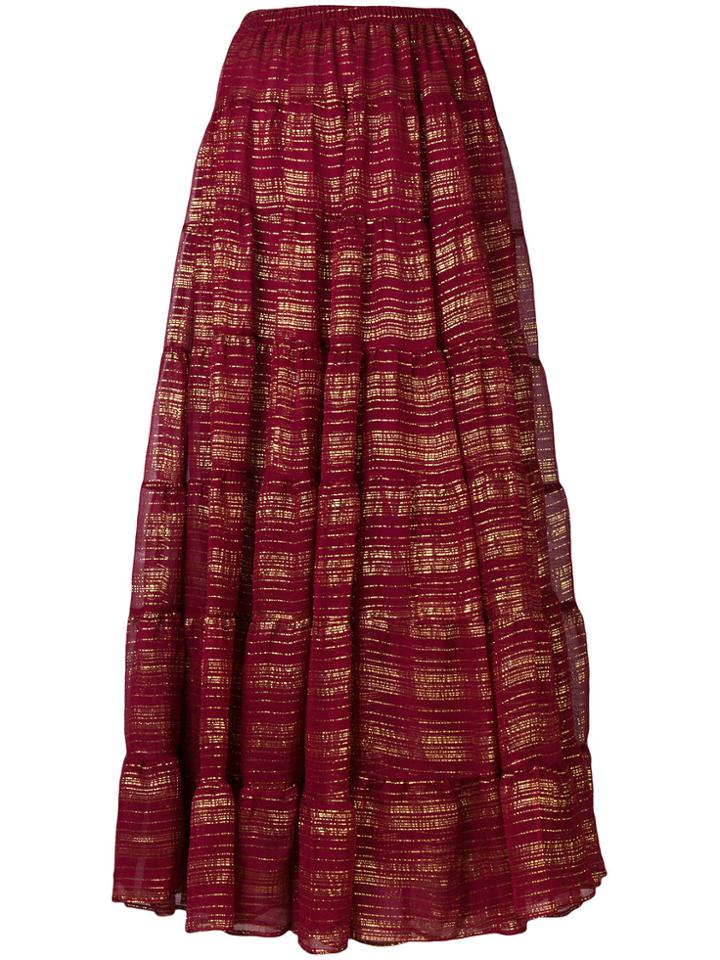 Mes Demoiselles Metallic Detailed Maxi Skirt - Red