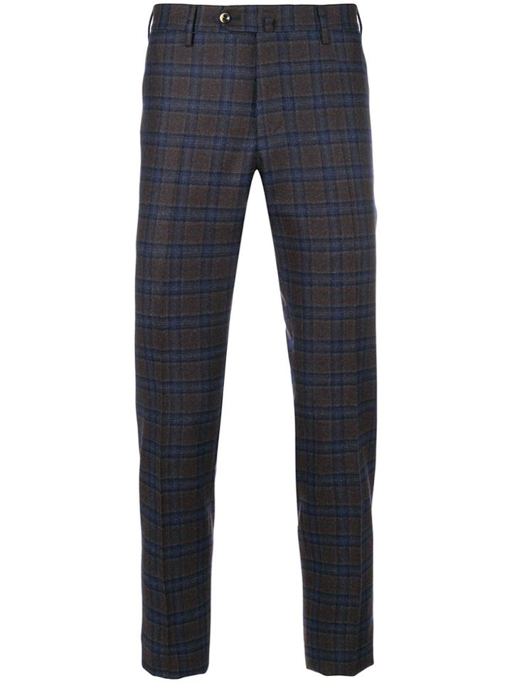 Pt01 Checked Trousers - Blue