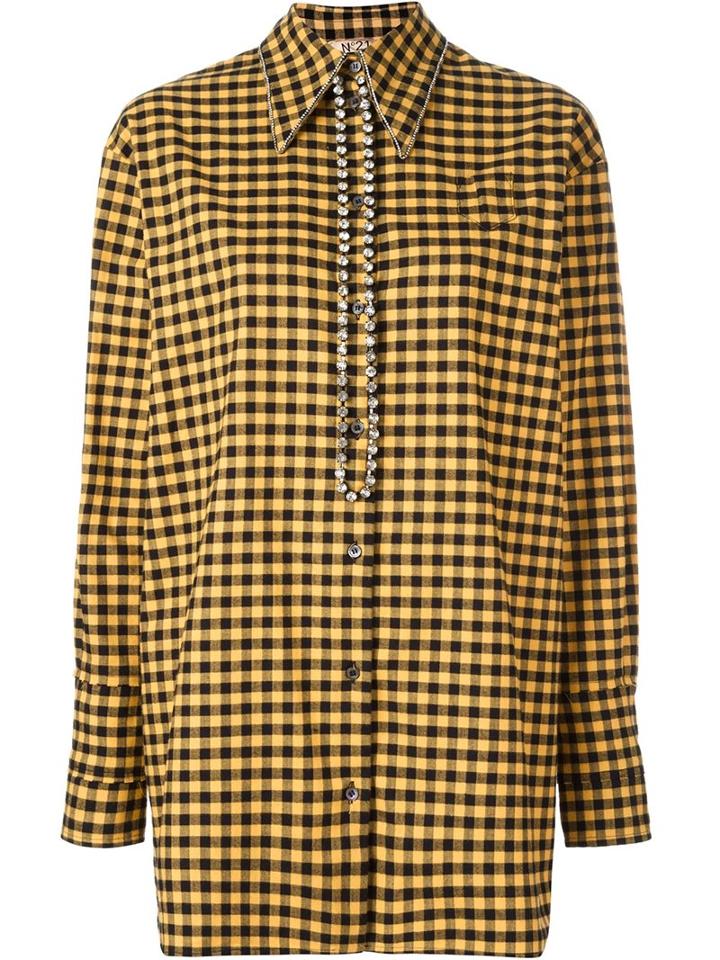No21 Crystal Embellished Checked Shirt