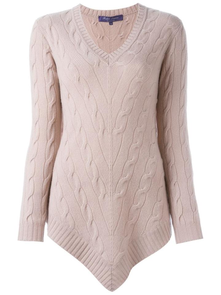 Ralph Lauren Black Cashmere V Hem Jumper, Women's, Size: Small, Pink/purple, Cashmere