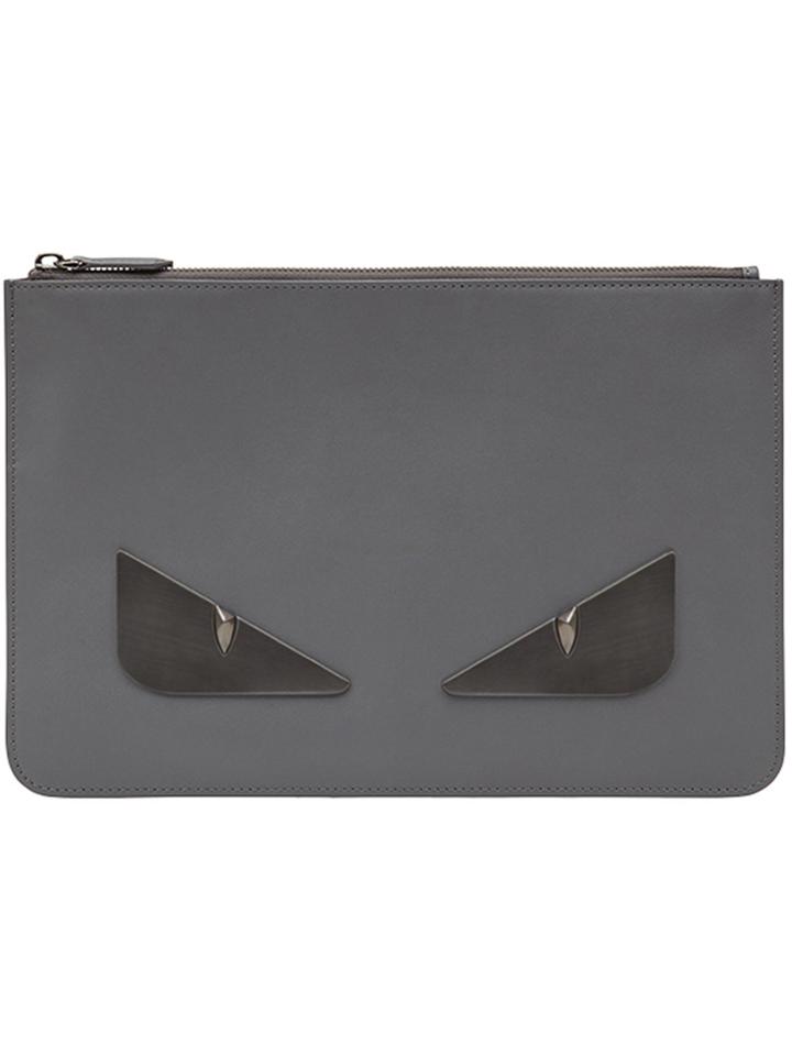 Fendi Slim Top Zip Pouch - Grey