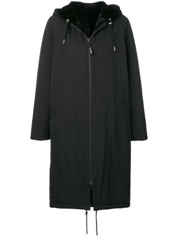 Yves Salomon Army Oversized Hooded Coat - Black