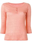 Majestic Filatures Henley Longsleeved T-shirt, Women's, Size: 3, Pink/purple, Linen/flax