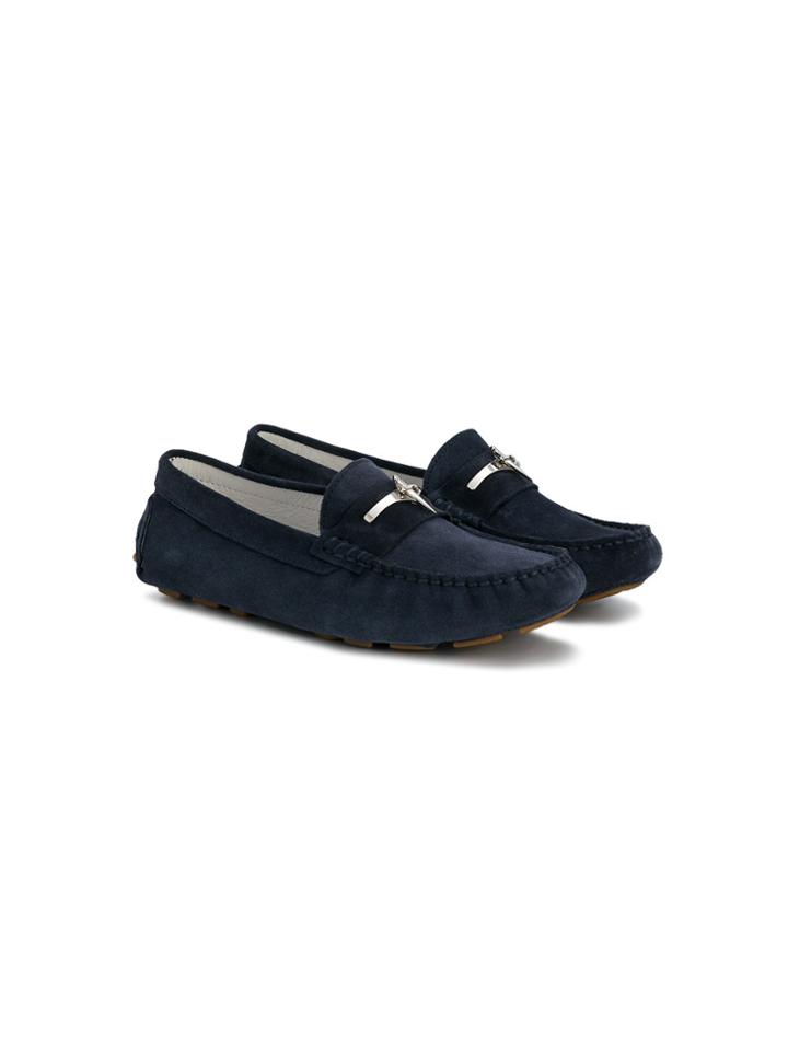 Cesare Paciotti Kids Logo Plaque Loafers - Blue