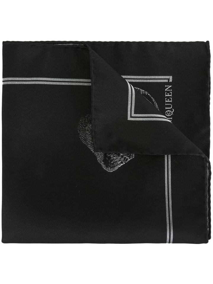 Alexander Mcqueen Skull Print Pocket Square, Men's, Black, Silk