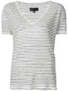 Nili Lotan Striped V-neck T-shirt - White