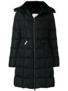Moncler Padded Coat With Fur Collar - Black