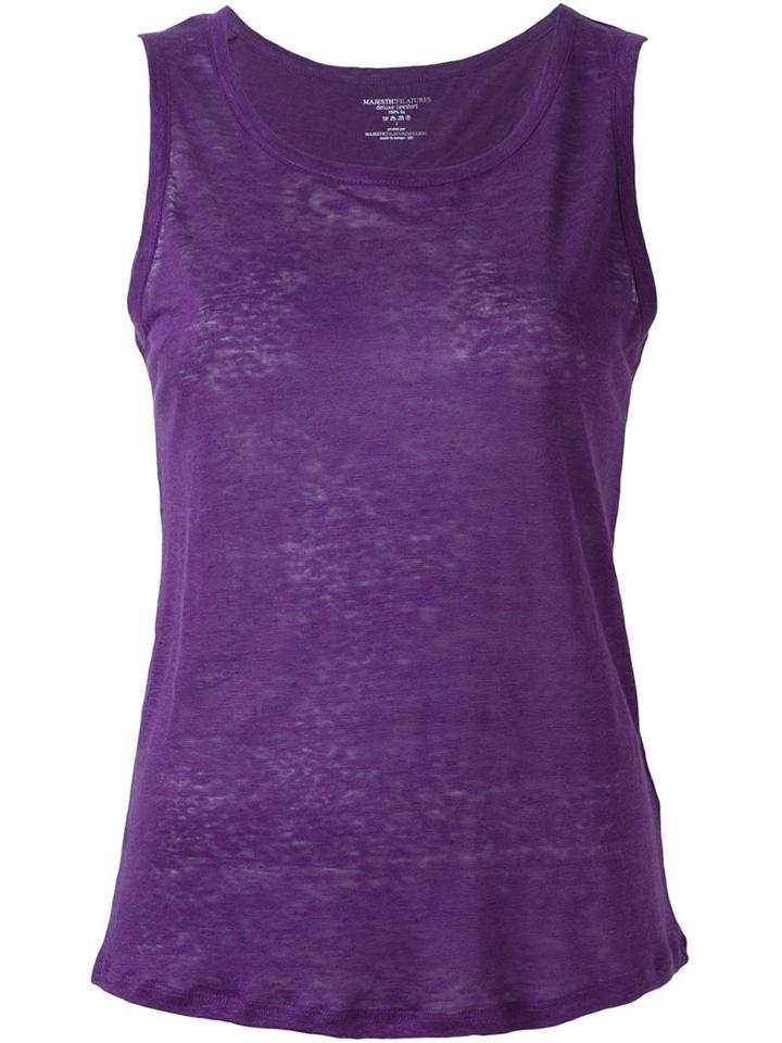 Majestic Filatures Crossover Back Top, Women's, Size: 1, Pink/purple, Linen/flax