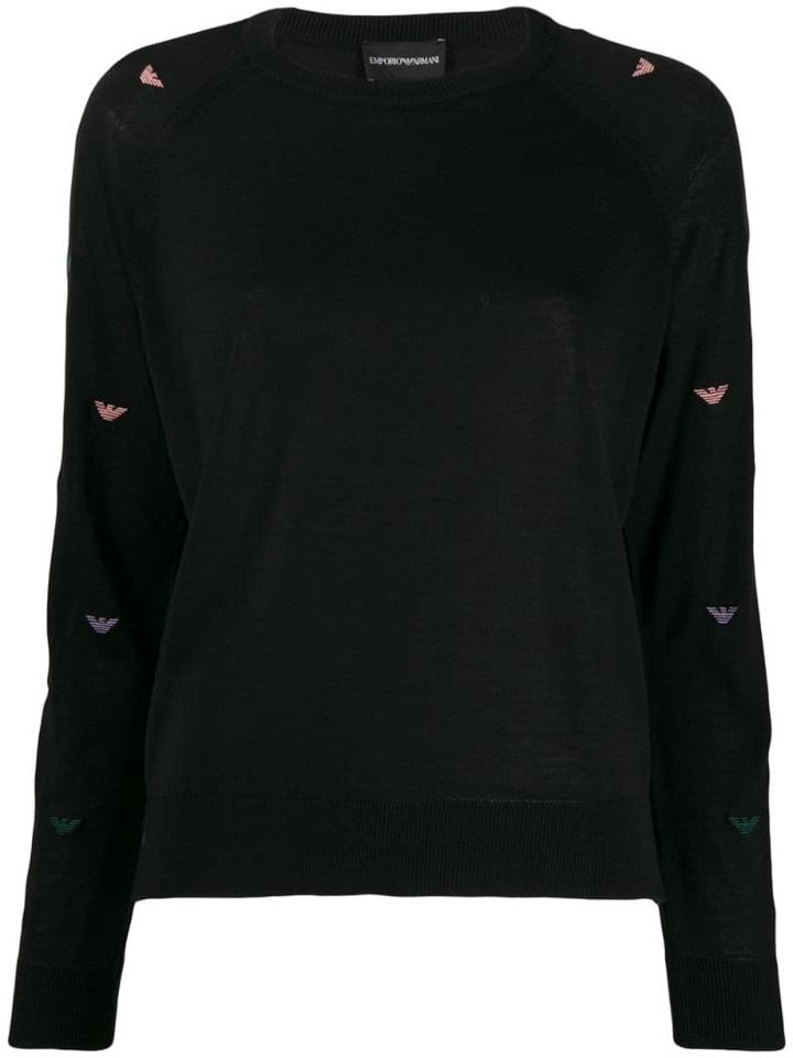 Emporio Armani Logo Patterned Jumper - Black
