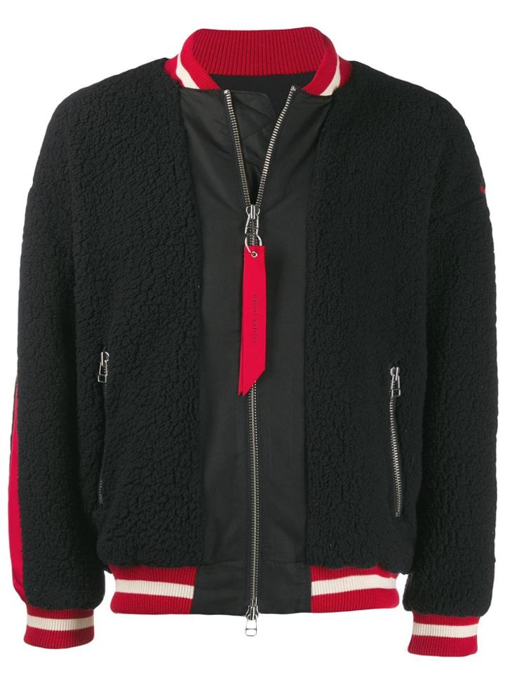 Daniel Patrick Contrasting Hem Bomber Jacket - Black