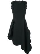 Paskal Scalloped Trim Asymmetric Dress - Black