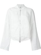 Lost & Found Rooms Kimono Sleeve Bomber Jacket, Women's, Size: Medium, White, Linen/flax/cotton