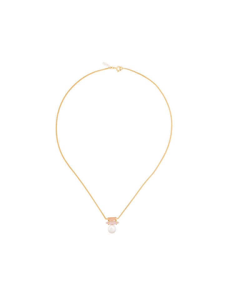Wouters & Hendrix Technofossils Sunstone, Cat's Eye And Pearl Necklace