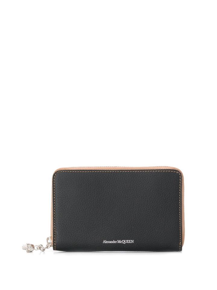 Alexander Mcqueen Zip Around Skull Charm Wallet - Black