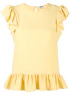 Sonia By Sonia Rykiel - Sleeveless Ruffle Top - Women - Polyester/triacetate - 40, Yellow/orange, Polyester/triacetate