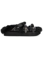 Simone Rocha Faux Fur Lined Beaded Sandals - Black