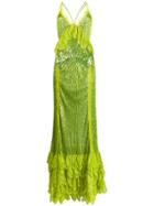 Amen Sleeveless Sequin Gown - Green