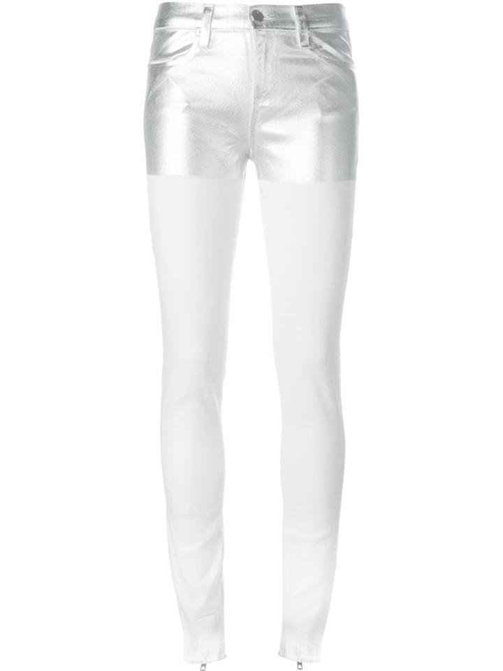 Alyx Metallic Panel Jeans, Women's, Size: 28, White, Cotton/spandex/elastane