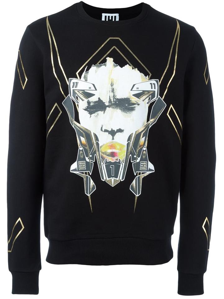 Les Hommes Urban Mask Printed Sweatshirt, Men's, Size: Medium, Black, Cotton
