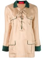 F.r.s For Restless Sleepers Lace-up Blouse - Nude & Neutrals