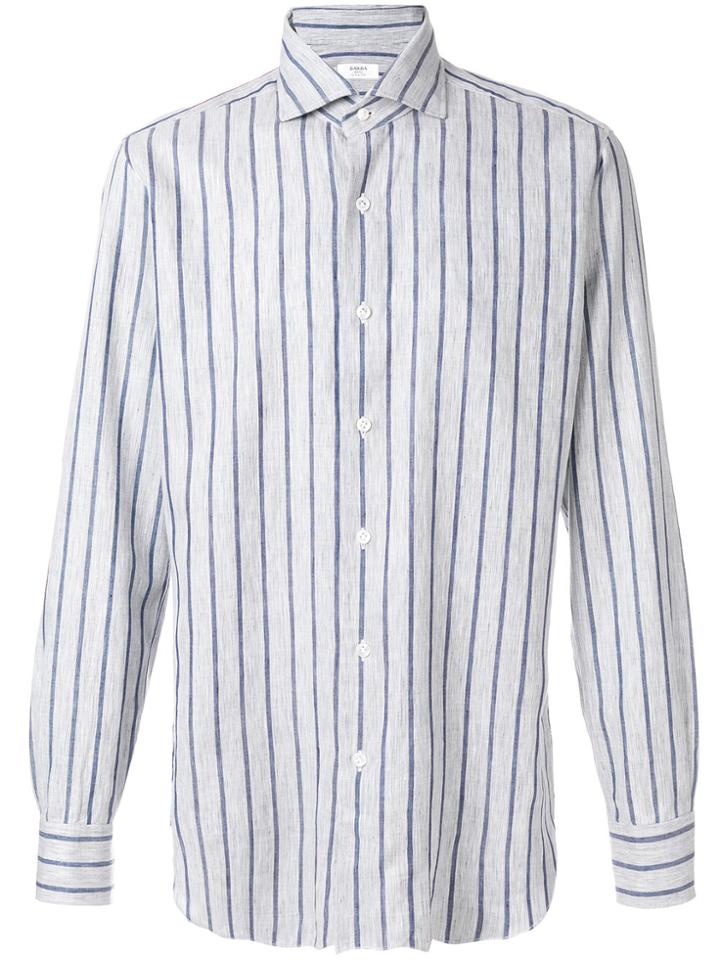 Barba Striped Button Down Shirt - Grey