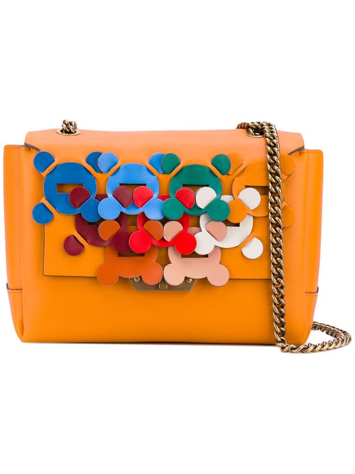 Anya Hindmarch - Embroidered Shoulder Bag - Women - Leather - One Size, Yellow/orange, Leather